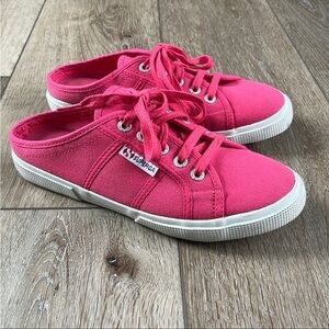Superga Slip On Mule Canvas Lace Up Sneaker Pink